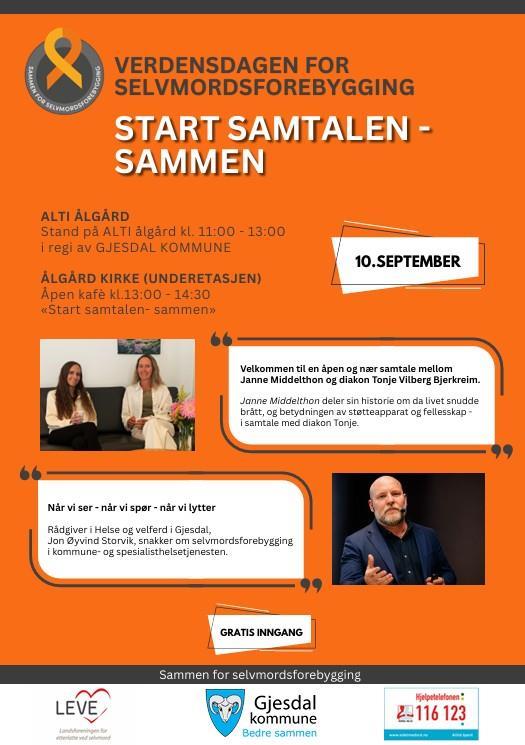 Plakat for arrangement verdensdagen for selvmordsforebygging - Klikk for stort bilde